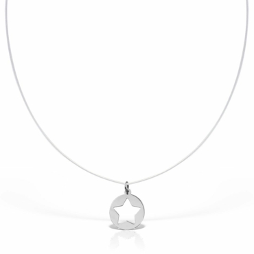 Lănțișor Fir Transparent Cu Steluță Din Aur Alb 14K PBS13A