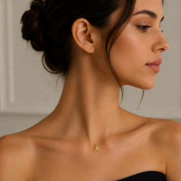 lantisor fir transparent cu fluturas din aur 14k pbs54