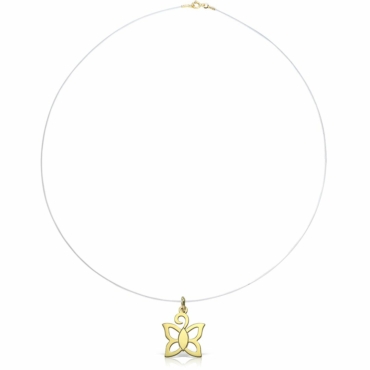 Lantisor Fir Transparent Cu Fluturas Din Aur 14K PBS54