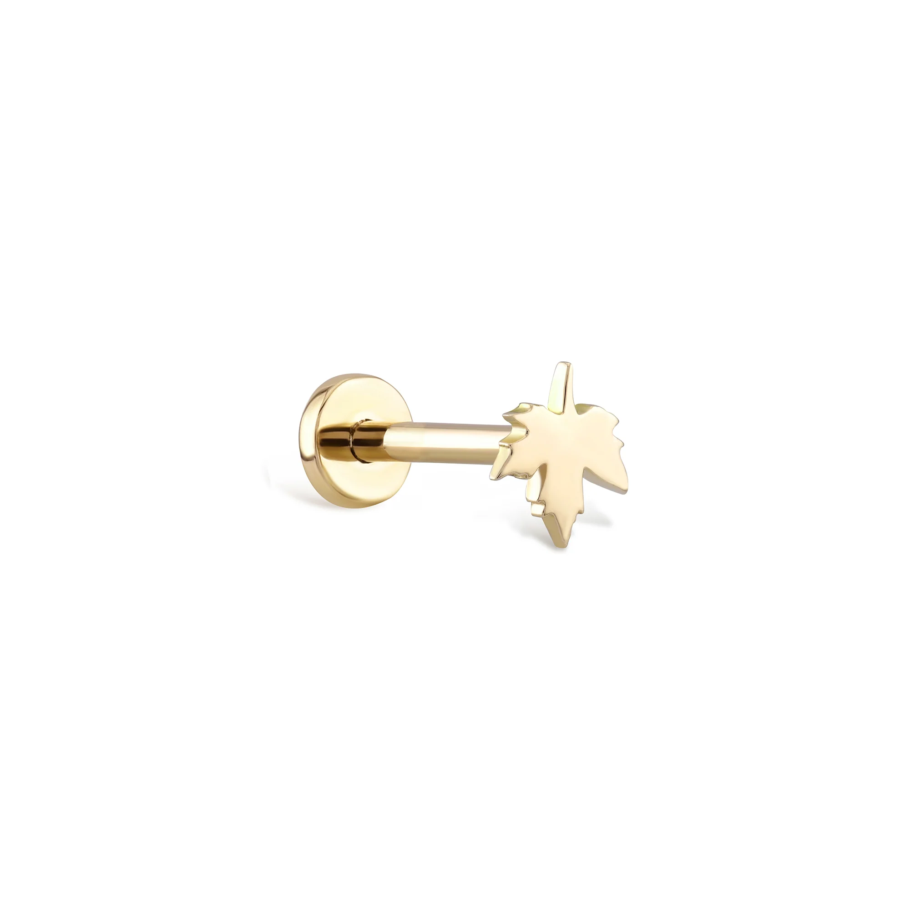 piercing ureche frunza aur 14k pcxe0038 01