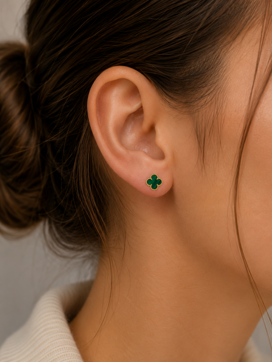 Cercei Trifoi Verde Aur 14k C-79