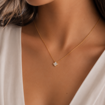 colier trifoi alb aur 14k nf92