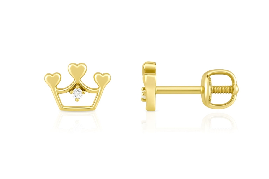 Cercei Coronita Cu Protectie Copii Aur 14K CPR68