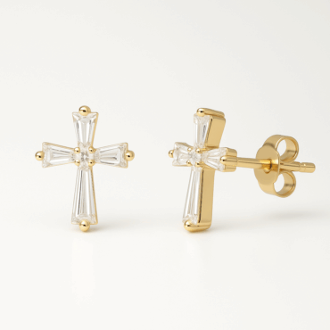 cercei cruciulita aur 14k e 22