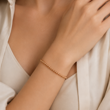 bratara cu bile elastica aur roz 14k b 76