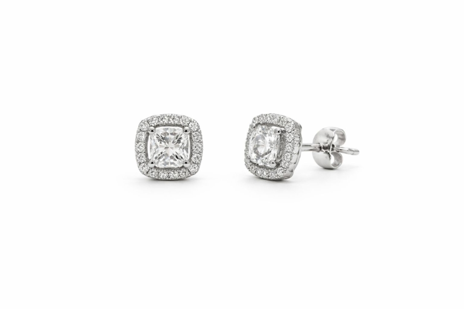 Cercei Cu Diamate Aur Alb 18K AKP6472 1.11CT, 0.15CT