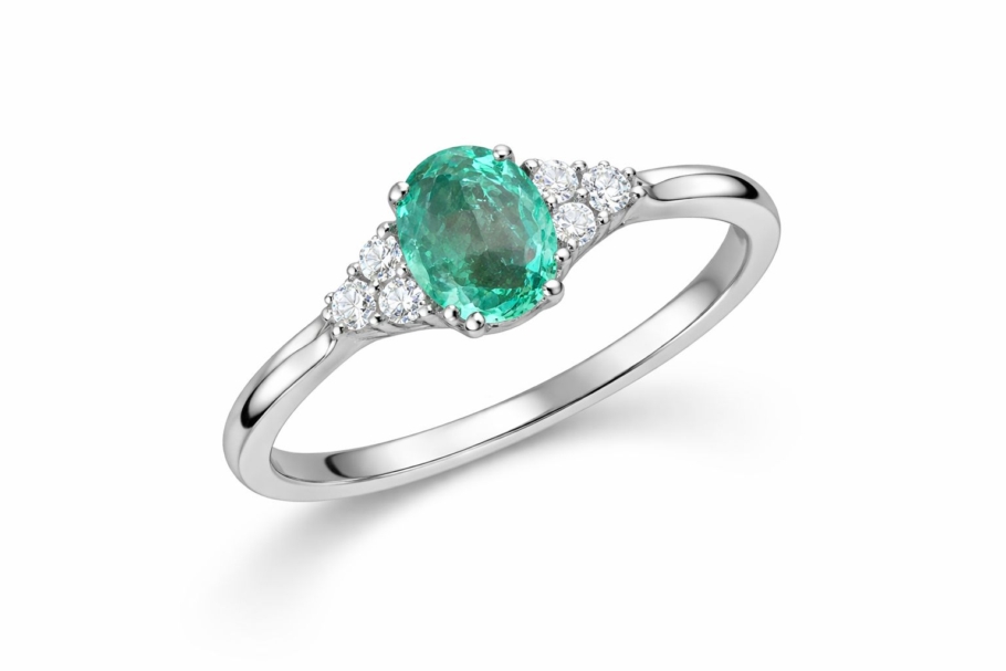 Inel Cu Diamante Si Smarald Aur 18K AYZ4447 0.24CT