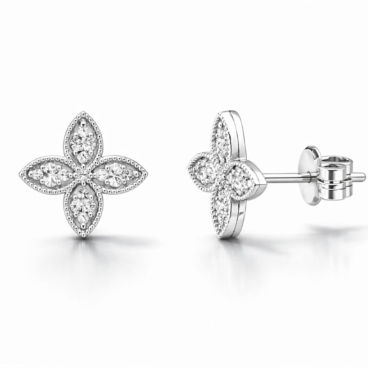 cercei cu diamante si smarald aur alb 18k ast9226 0.37ct