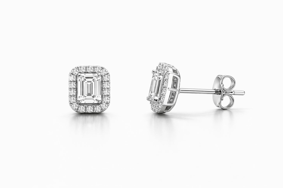 Cercei Cu Diamante Aur Alb 18K AKP6466 0.38CT, 0.15CT