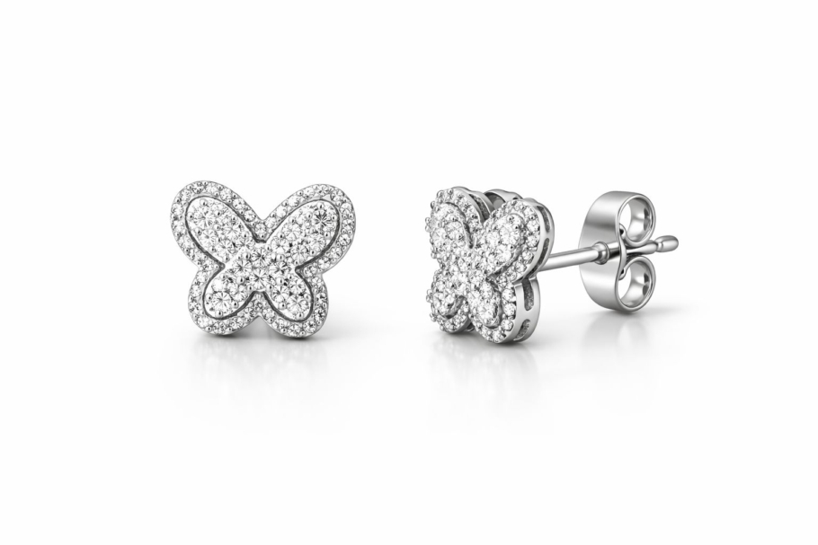 Cercei Cu Diamante Aur ALB 18K AKP2719 0.16CT, 0.13CT