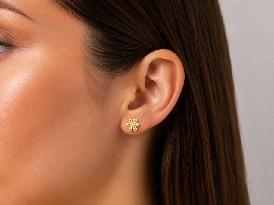 Cercei Floare Aur 14K CC-60
