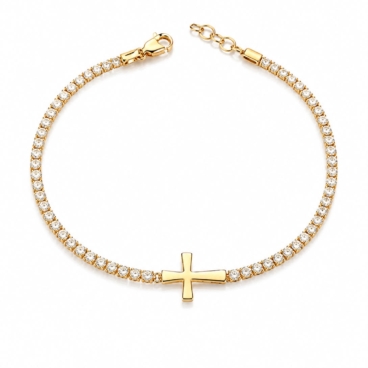 bratara tennis cu cruce aur 14k bb 87