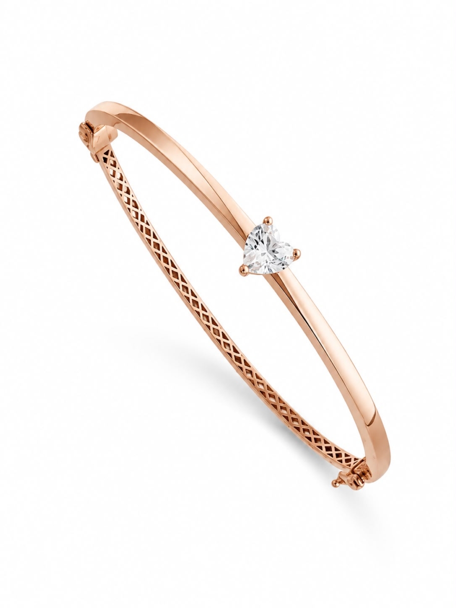 Bratara Fixa Cu Inima Aur Roz 14K BB-82
