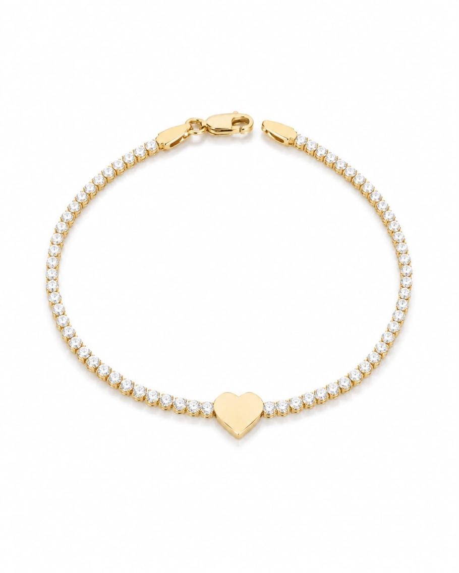 Bratara Tennis Cu Inima Aur 14K BB-99
