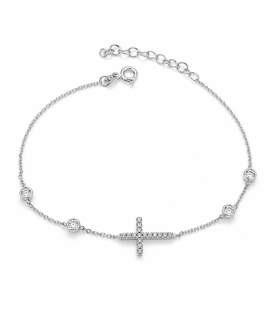 Bratara Cruciulita Aur Alb 14K BBB81